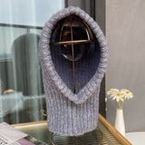 Autumn and winter knitted hats fashionable warm neck wrap head integrated wool cap neck balaclava hat