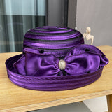 Fashion Mesh Roll Top Hat Ladies Elegant Bow Sun Hat Summer Beach Vacation Sun Hat