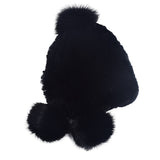Women's ear protection fur hat in winter Rex rabbit hair knitting with fox hair three balls for warmth and thickening