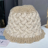 Color-blocking simple bucket hat women's autumn and winter warm and casual all-match wool fisherman basin hat knitted hat