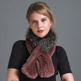 Winter Rex Rabbit Fur Scarf Women's Woven Thickening Warm Fox Fur Scarf
