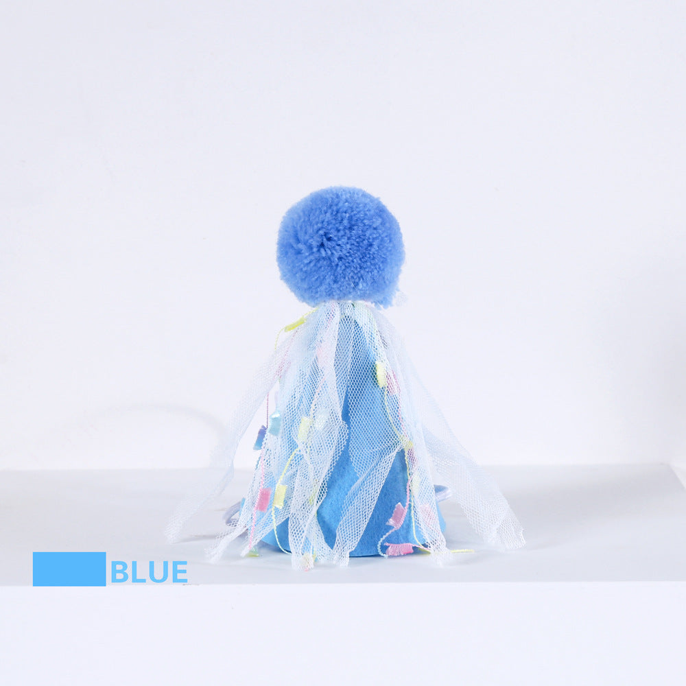 Cute pet cat puppy rabbit birthday hat macaron ball cubism team tassel hat gift box