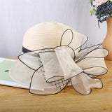 Mesh flower hat ladies fashion wild organza small pot hat summer sunscreen hat