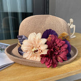 Bowler Hat Ladies Fashion Knit Breathable Pot Hat Summer Outing Beach Sun Hat