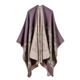 Women's fashion camouflage cashmere imitation split lengthened thick cape cape