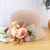 Temperament big flower hat summer breathable knitted ladies outdoor all-match sunscreen sun hat