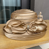 Fashion Mesh Roll Top Hat Ladies Elegant Bow Sun Hat Summer Beach Vacation Sun Hat