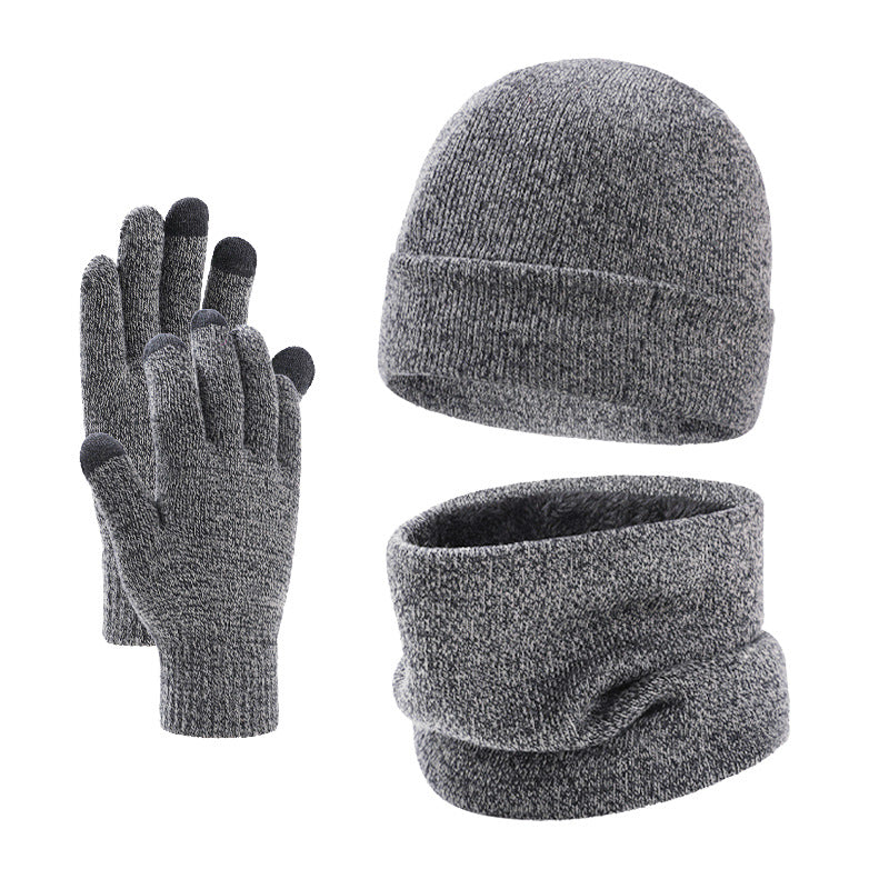 Winter warm men's hat, scarf, glove suit, knitted, thickened, fashionable and versatile
