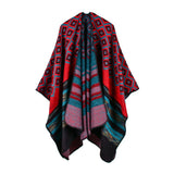 Women's diamond colored striped shawl, high-end women's double-sided travel cloak