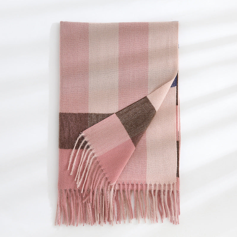 Imitation cashmere scarf autumn and winter thickening warm scarf plaid print autumn and winter scarf women