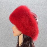 Fox Fur Grass Hat Women's Winter Thickened Warm Ear Protection Hat Leather
