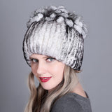 Rex rabbit fur hat warm thickening autumn and winter warm female colorful knitted hat