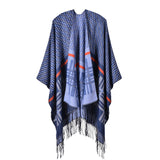 Women's cross wavy pattern geometry classic cashmere shawl with enlarged and thickened cloak street