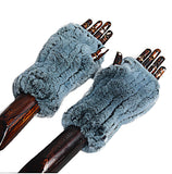 Women's fingerless gloves half finger thickened double-sided Rex rabbit hair thickened bicycle windproof