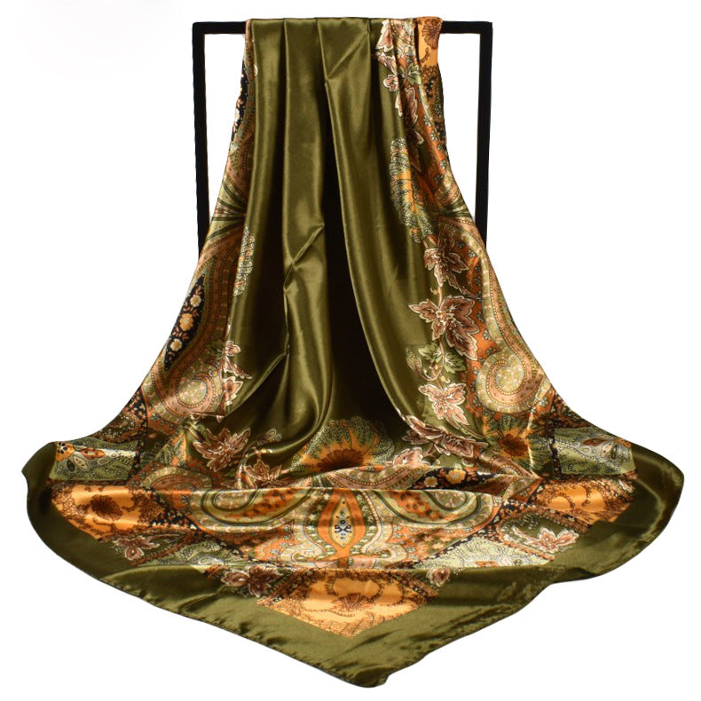 Fashion new satin 90 large square scarf female Paisley cashew square silk scarf