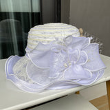 Lace sun hat temperament elegant pearl flower fisherman hat ladies summer breathable sun protection sun hat