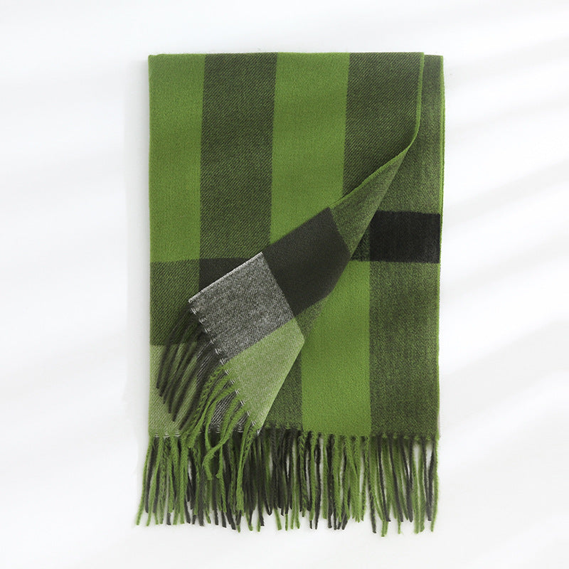 Imitation cashmere scarf autumn and winter thickening warm scarf plaid print autumn and winter scarf women