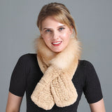 Winter Rex Rabbit Fur Scarf Women's Woven Thickening Warm Fox Fur Scarf