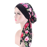 Ladies Elastic Hairband Bandana Hat Country Style Breathable Cotton Chemotherapy Hat Pirate Hat