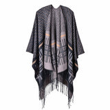 Women's cross wavy pattern geometry classic cashmere shawl with enlarged and thickened cloak street