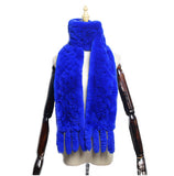 Women's Rex rabbit fur collar double-sided woven long warm scarf