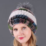 Autumn and winter ladies fur hat Rex rabbit fur warm fox fur ball cap ball cap