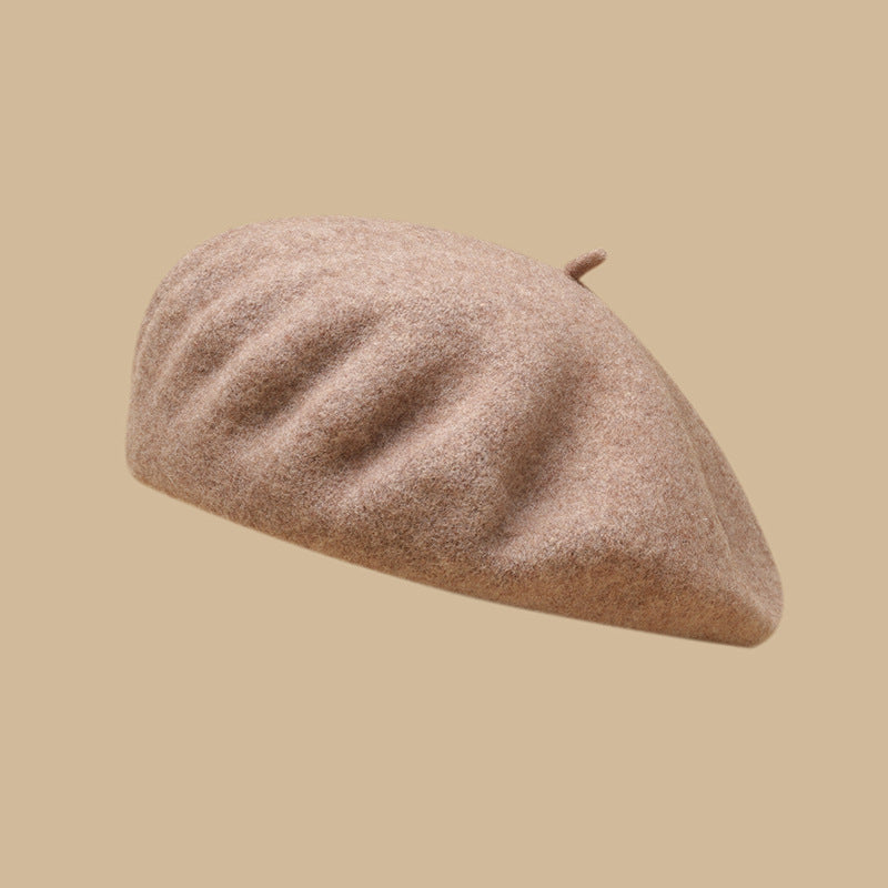 Female beret, vintage in autumn and winter, woolen cloth, octagonal hat, versatile painter hat