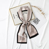 Ladies printed imitation silk tied bag streamer sweet little scarf office worker