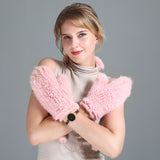 Mink Fur Grass Gloves Women's Autumn and Winter Woven Elastic Warm and Thickened Mittens