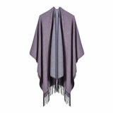 Women's street scarf in autumn and winter, versatile, warm and dual-use, monochrome tassel cape