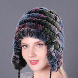 Thickened warm rex rabbit fur hat ear protection hat fur cotton hat ladies wool hat autumn and winter