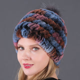 Autumn and winter ladies fur hat Rex rabbit fur warm fox fur ball cap ball cap