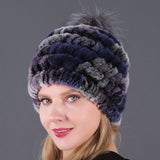Autumn and winter ladies fur hat Rex rabbit fur warm fox fur ball cap ball cap