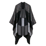 Women's diamond colored striped shawl, high-end women's double-sided travel cloak