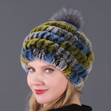 Autumn and winter ladies fur hat Rex rabbit fur warm fox fur ball cap ball cap