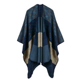Women's diamond colored striped shawl, high-end women's double-sided travel cloak