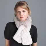 Winter Rex Rabbit Fur Scarf Women's Woven Thickening Warm Fox Fur Scarf