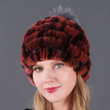 Autumn and winter ladies fur hat Rex rabbit fur warm fox fur ball cap ball cap