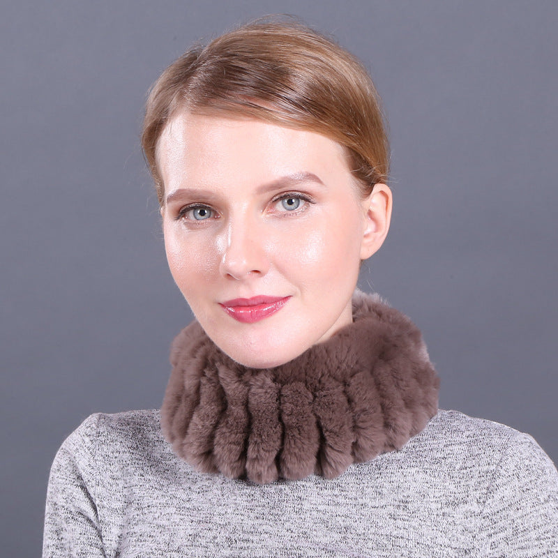 Rex rabbit fur scarf elastic knitted fur collar set autumn and winter women's pullover warm scarf dual-use