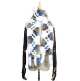 Women's Rex rabbit fur collar double-sided woven long warm scarf