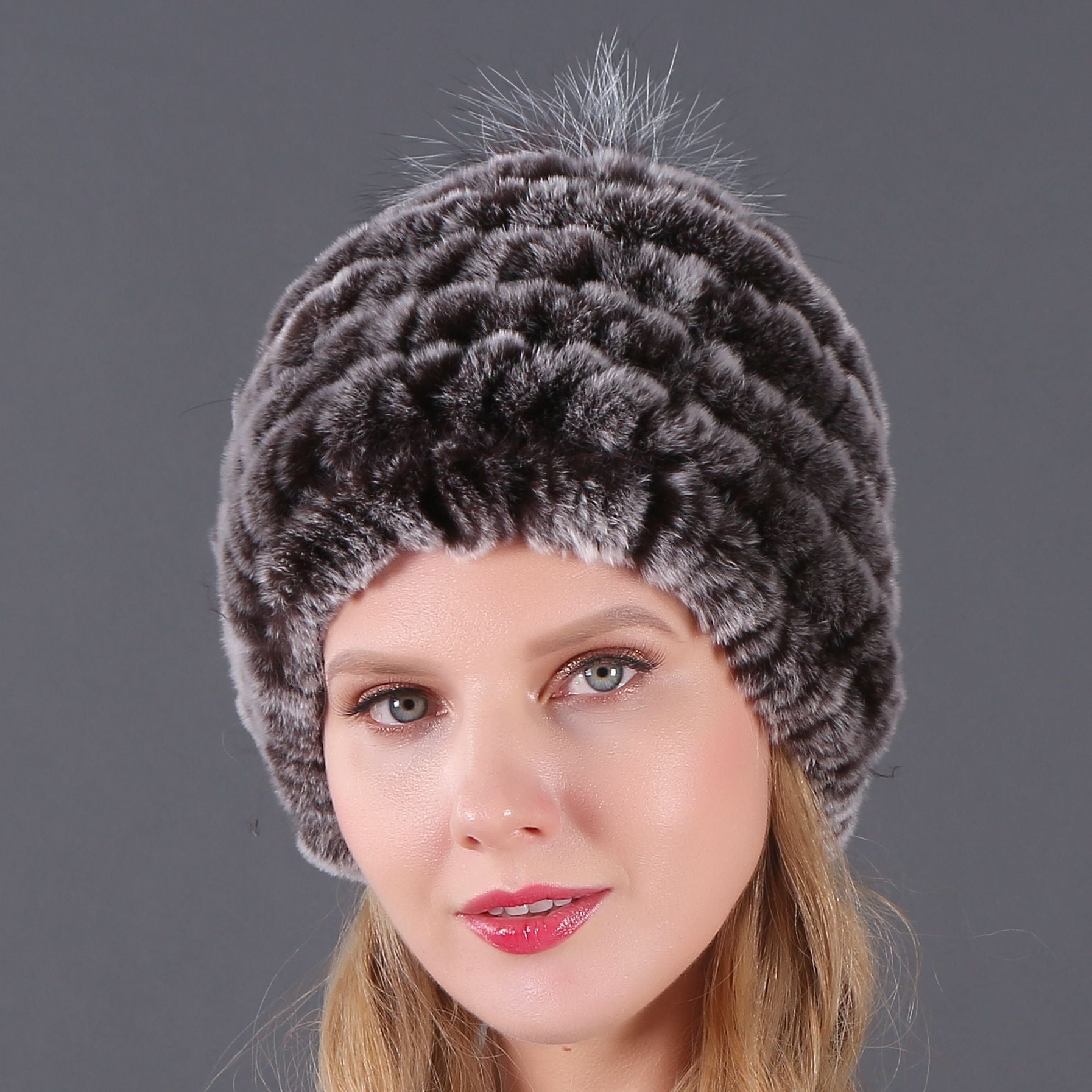 Autumn and winter ladies fur hat Rex rabbit fur warm fox fur ball cap ball cap