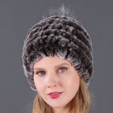 Autumn and winter ladies fur hat Rex rabbit fur warm fox fur ball cap ball cap