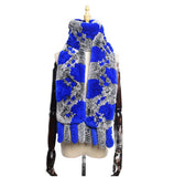 Women's Rex rabbit fur collar double-sided woven long warm scarf