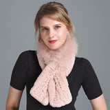 Winter Rex Rabbit Fur Scarf Women's Woven Thickening Warm Fox Fur Scarf