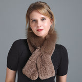 Winter Rex Rabbit Fur Scarf Women's Woven Thickening Warm Fox Fur Scarf