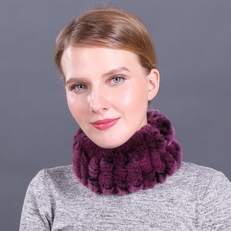 Rex rabbit fur scarf elastic knitted fur collar set autumn and winter women's pullover warm scarf dual-use