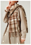 Women's Fall Winter Scarf Classic Tassel Plaid Warm Soft Chunky Large Blanket Wrap Shawl Scarves
