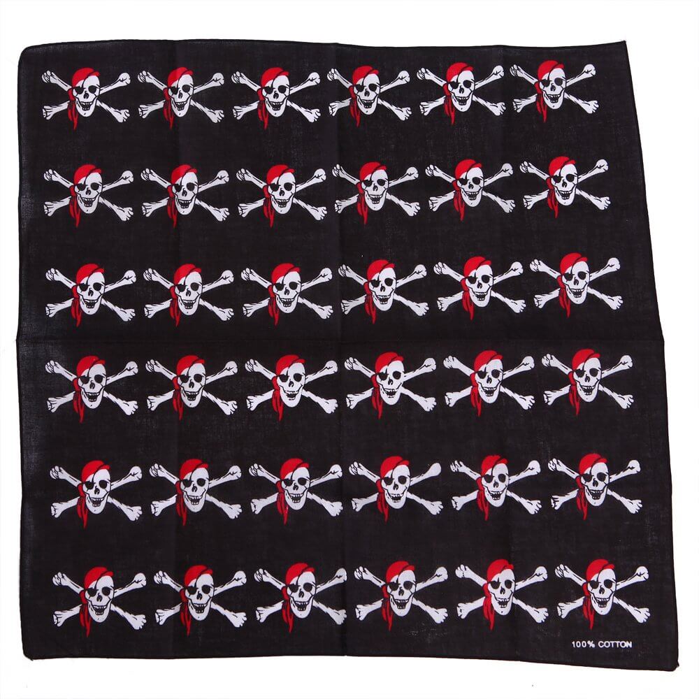12 skull bandana tie retro hip-hop pocket squares--style 21