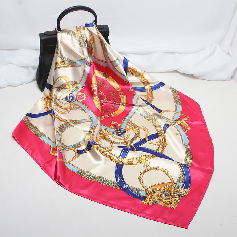 35” Large Satin Square Head Scarf-Detail Picture