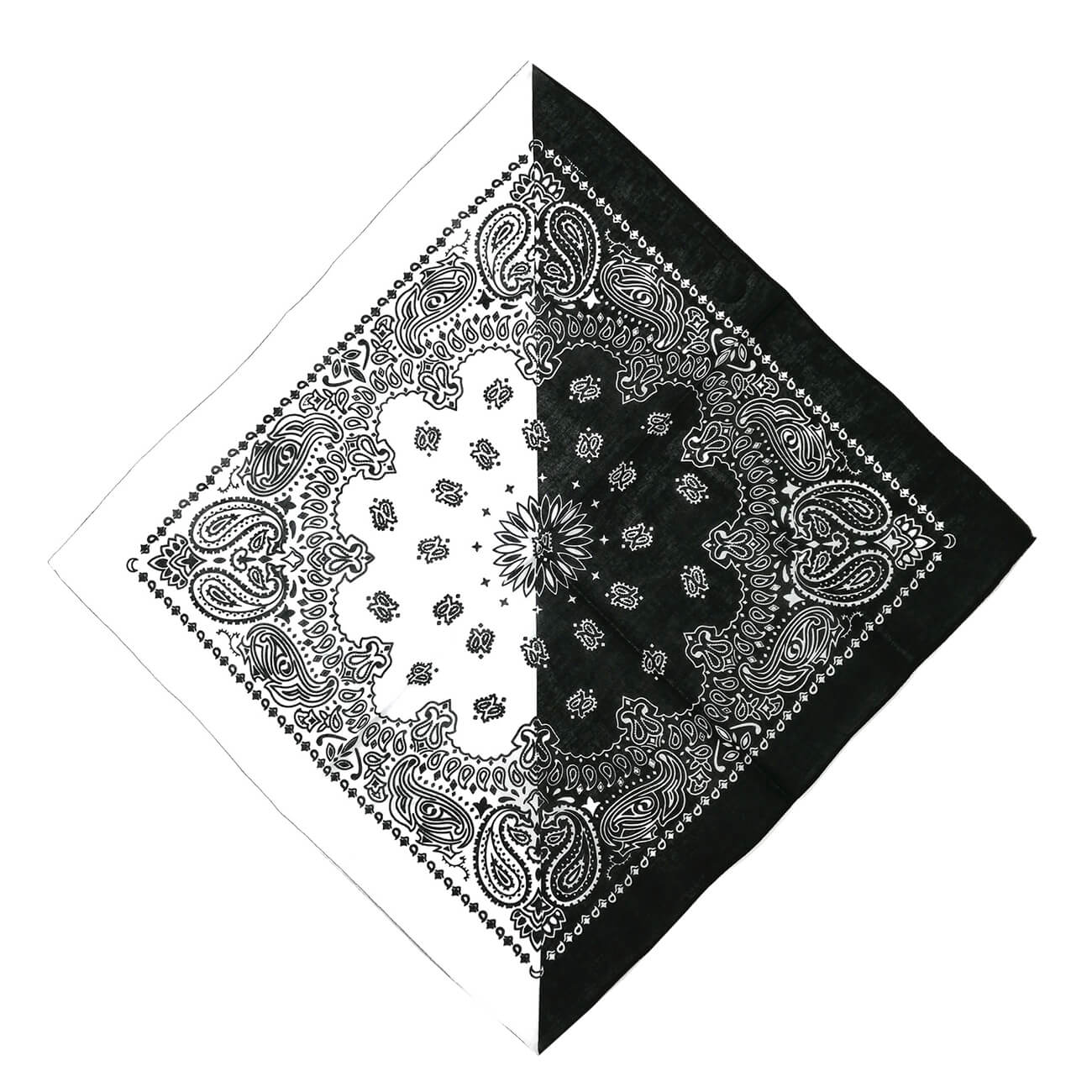 Two-tone stitching cotton paisley bandana-detail picture